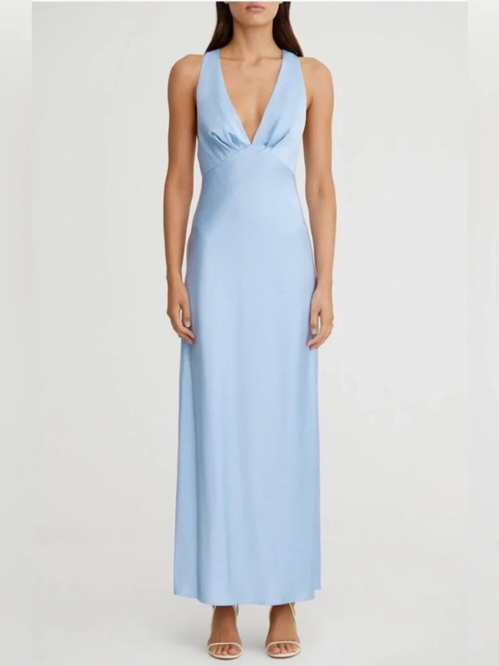 Significant Other Lucile Ice Blue Sleeveless Satin Maxi Dress